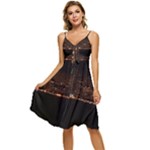 San Fransisco Usa California Water Sleeveless Tie Front Chiffon Dress