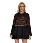 San Fransisco Usa California Water Round Neck Long Sleeve Bohemian Style Chiffon Mini Dress
