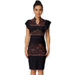 San Fransisco Usa California Water Vintage Frill Sleeve V-Neck Bodycon Dress