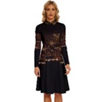 San Fransisco Usa California Water Long Sleeve Shirt Collar A-Line Dress