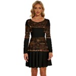 San Fransisco Usa California Water Long Sleeve Wide Neck Velvet Dress