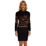 San Fransisco Usa California Water Long Sleeve Shirt Collar Bodycon Dress