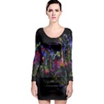 Grunge Paint Splatter Splash Ink Long Sleeve Bodycon Dress