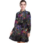 Grunge Paint Splatter Splash Ink Long Sleeve Chiffon Shirt Dress