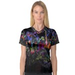 Grunge Paint Splatter Splash Ink V-Neck Sport Mesh T-Shirt