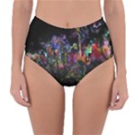 Grunge Paint Splatter Splash Ink Reversible High-Waist Bikini Bottoms