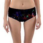 Grunge Paint Splatter Splash Ink Reversible Mid-Waist Bikini Bottoms