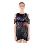 Grunge Paint Splatter Splash Ink Shoulder Cutout One Piece Dress