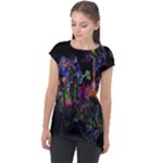 Grunge Paint Splatter Splash Ink Cap Sleeve High Low Top