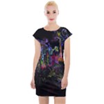 Grunge Paint Splatter Splash Ink Cap Sleeve Bodycon Dress