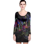 Grunge Paint Splatter Splash Ink Long Sleeve Velvet Bodycon Dress