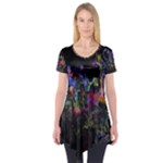 Grunge Paint Splatter Splash Ink Short Sleeve Tunic 