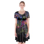 Grunge Paint Splatter Splash Ink Short Sleeve V-neck Flare Dress