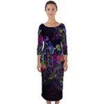 Grunge Paint Splatter Splash Ink Quarter Sleeve Midi Bodycon Dress