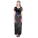 Grunge Paint Splatter Splash Ink Short Sleeve Maxi Dress