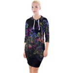 Grunge Paint Splatter Splash Ink Quarter Sleeve Hood Bodycon Dress