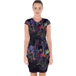 Grunge Paint Splatter Splash Ink Capsleeve Drawstring Dress 
