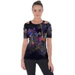 Grunge Paint Splatter Splash Ink Shoulder Cut Out Short Sleeve Top