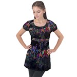 Grunge Paint Splatter Splash Ink Puff Sleeve Tunic Top