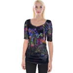 Grunge Paint Splatter Splash Ink Wide Neckline T-Shirt