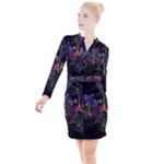 Grunge Paint Splatter Splash Ink Button Long Sleeve Dress