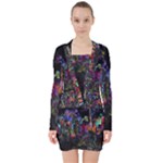 Grunge Paint Splatter Splash Ink V-neck Bodycon Long Sleeve Dress