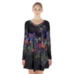 Grunge Paint Splatter Splash Ink Long Sleeve Velvet V-neck Dress