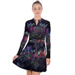 Grunge Paint Splatter Splash Ink Long Sleeve Panel Dress