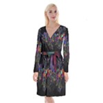 Grunge Paint Splatter Splash Ink Long Sleeve Velvet Front Wrap Dress