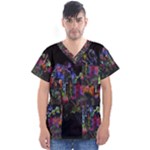Grunge Paint Splatter Splash Ink Men s V-Neck Scrub Top