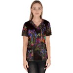 Grunge Paint Splatter Splash Ink Women s V-Neck Scrub Top