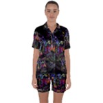 Grunge Paint Splatter Splash Ink Satin Short Sleeve Pajamas Set