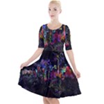Grunge Paint Splatter Splash Ink Quarter Sleeve A-Line Dress