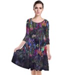 Grunge Paint Splatter Splash Ink Quarter Sleeve Waist Band Dress