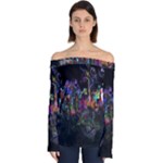 Grunge Paint Splatter Splash Ink Off Shoulder Long Sleeve Top