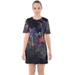 Grunge Paint Splatter Splash Ink Sixties Short Sleeve Mini Dress
