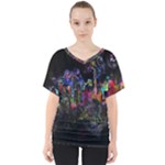 Grunge Paint Splatter Splash Ink V-Neck Dolman Drape Top
