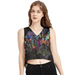 Grunge Paint Splatter Splash Ink V-Neck Cropped Tank Top
