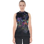 Grunge Paint Splatter Splash Ink Mock Neck Shell Top