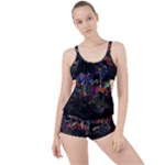 Grunge Paint Splatter Splash Ink Boyleg Tankini Set 