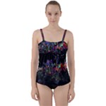 Grunge Paint Splatter Splash Ink Twist Front Tankini Set