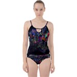 Grunge Paint Splatter Splash Ink Cut Out Top Tankini Set