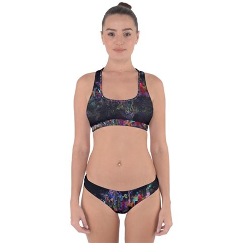 Grunge Paint Splatter Splash Ink Cross Back Hipster Bikini Set from ArtsNow.com