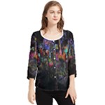 Grunge Paint Splatter Splash Ink Chiffon Quarter Sleeve Blouse