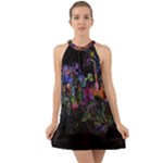 Grunge Paint Splatter Splash Ink Halter Tie Back Chiffon Dress