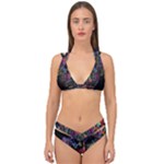 Grunge Paint Splatter Splash Ink Double Strap Halter Bikini Set