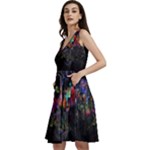 Grunge Paint Splatter Splash Ink Sleeveless V-Neck Skater Dress with Pockets