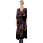 Grunge Paint Splatter Splash Ink Button Up Boho Maxi Dress