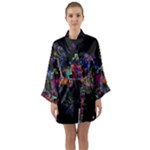 Grunge Paint Splatter Splash Ink Long Sleeve Satin Kimono