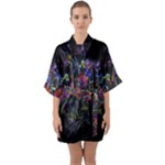 Grunge Paint Splatter Splash Ink Half Sleeve Satin Kimono 